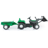 Dolu pedal traktor gravemaskine + trailer grøn