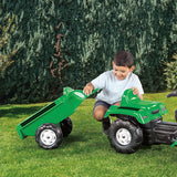Dolu pedal traktor gravemaskine + trailer grøn