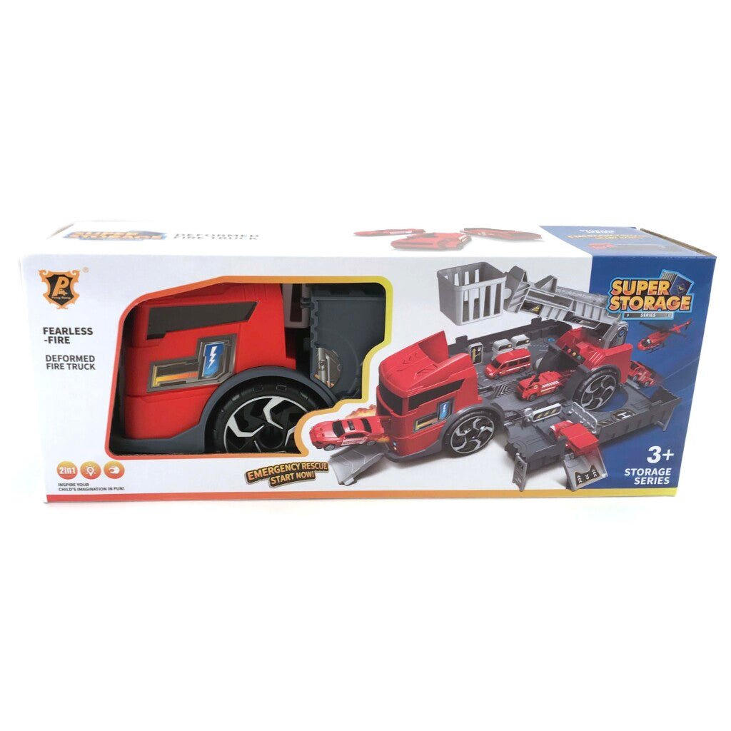 Basic Fire Brigade Garage in Truck Play Set + Light and Sound