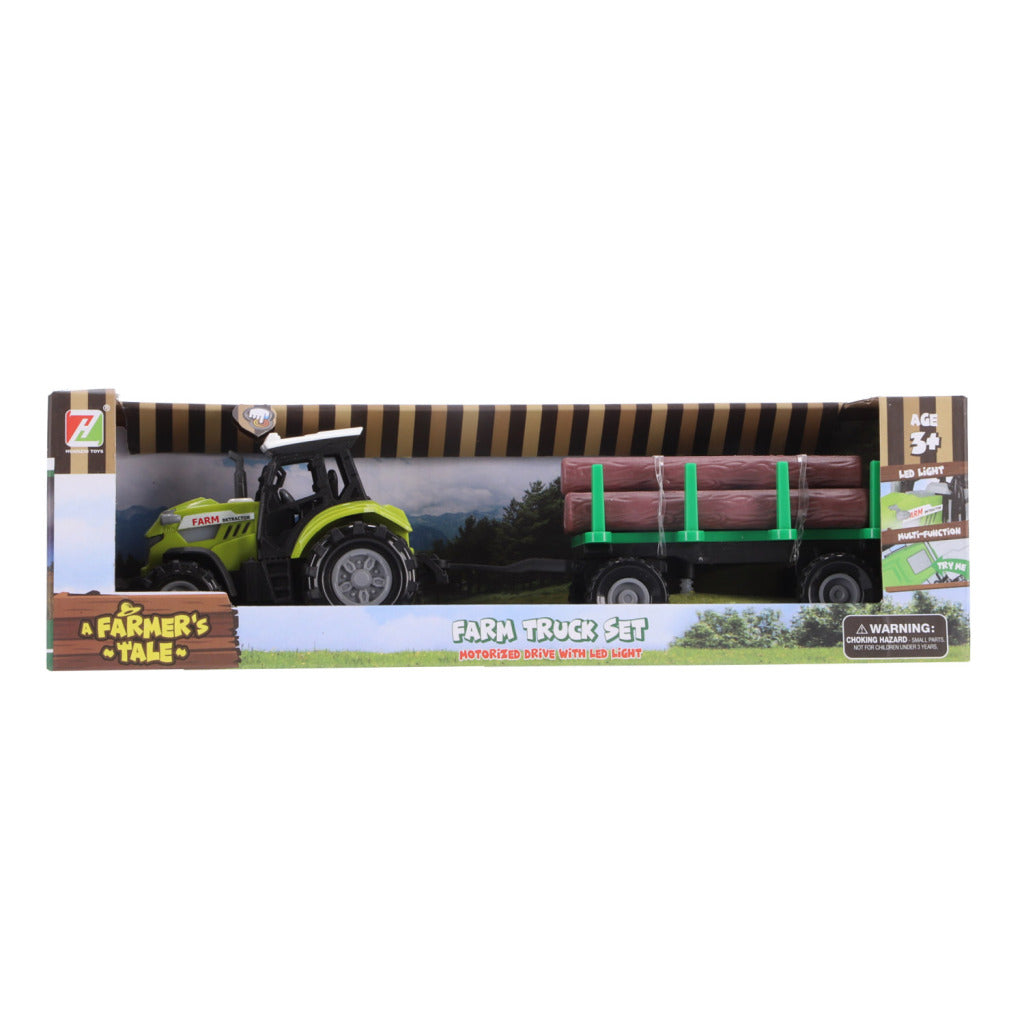 Aner Marken Traktor mat den Trailer mat Bamstraks Liicht an Toun