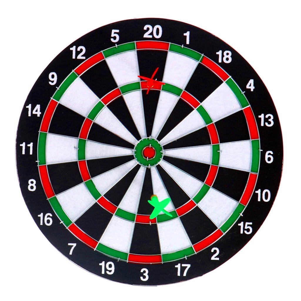 No brand dartboard tweezijdig met 6 pijlen 37 cm | 3 stuks