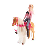Poupée sans marque avec un véritable ensemble de jeu de cheval qui court