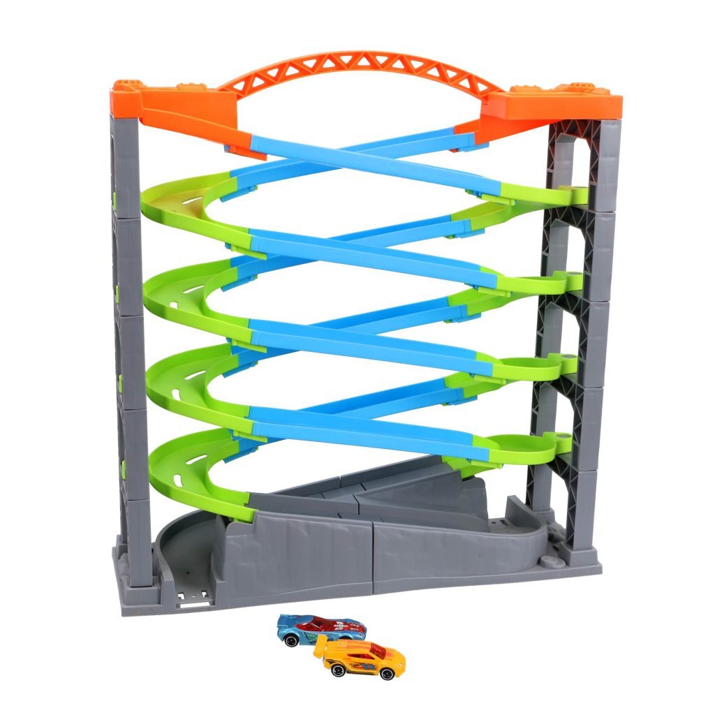 Piste de course de luxe sans marque avec 5 couches et 2 voitures