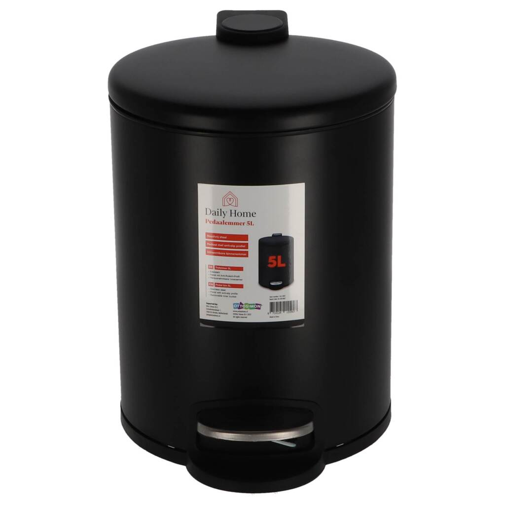 Daily home pedaalemmer 5l mat zwart