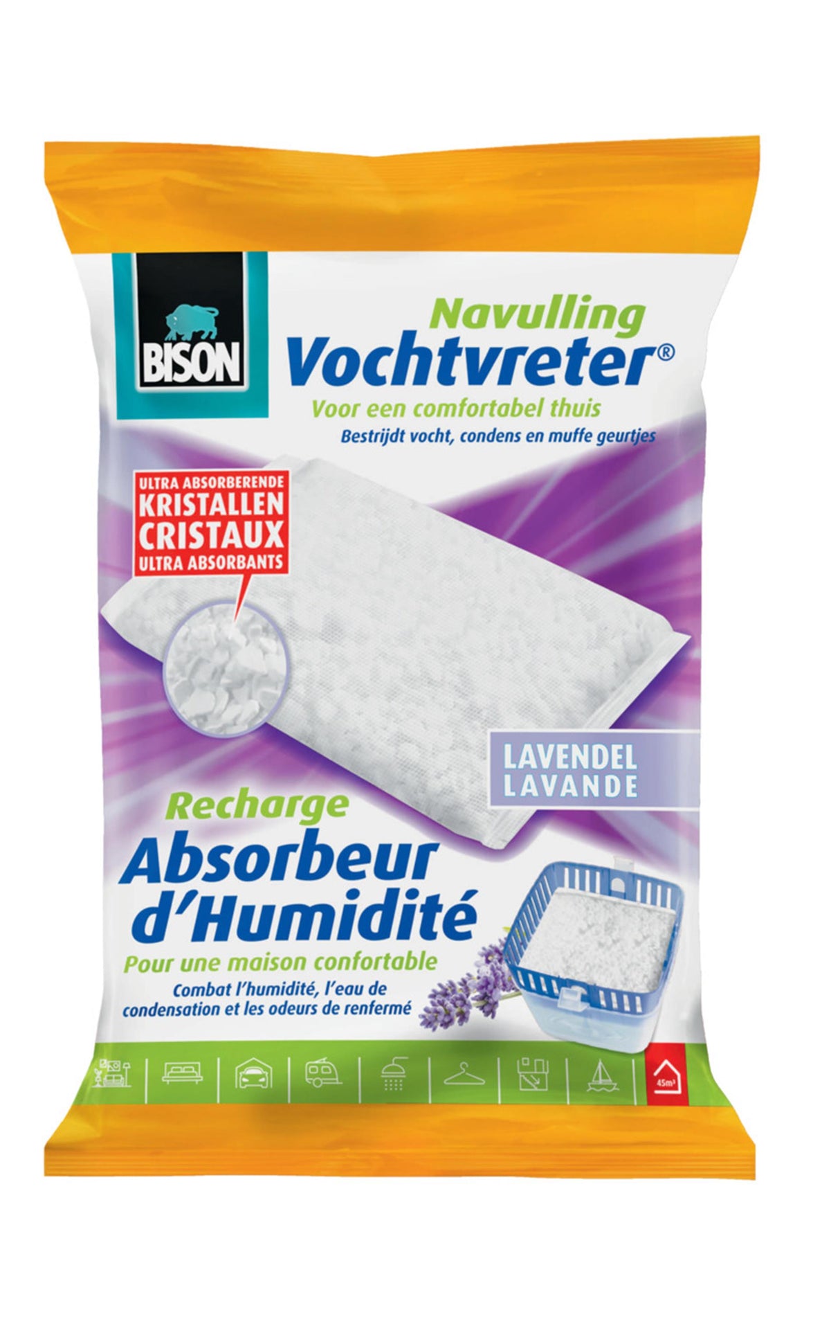 Bison vochtvreter navulling 450gr lavend