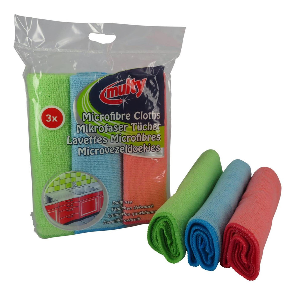Multi de telas de microfibra universal 3 piezas rojo verde azul