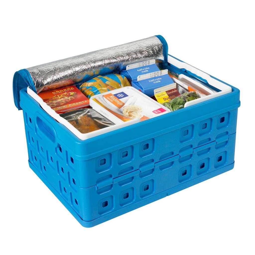 Sunware square folding crate + cooler bag 32l 49x36x24.5 cm blue