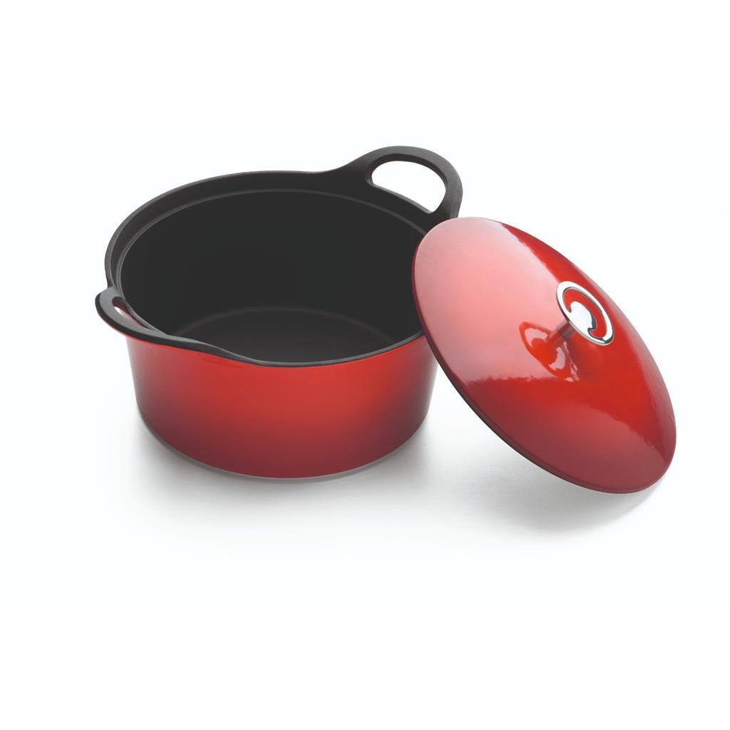 Cuisinox vulkan iz litega železa ponv 24 cm rdeča