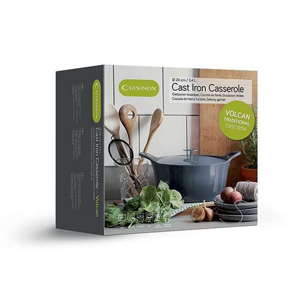 Padella in ghisa del vulcano cuisinox 24 cm 3,4 litri di denim smaltato