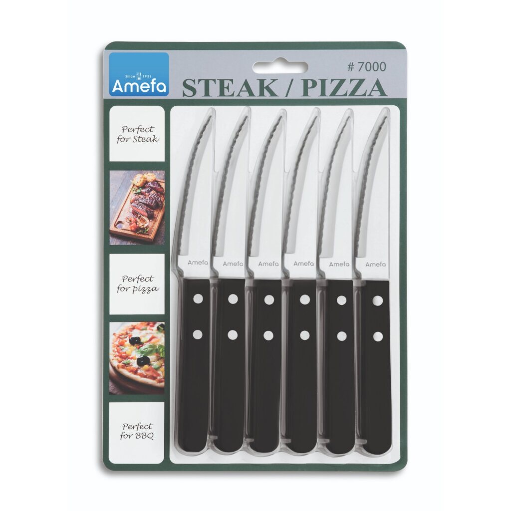 Amefa pizza steak knives 6 pieces black