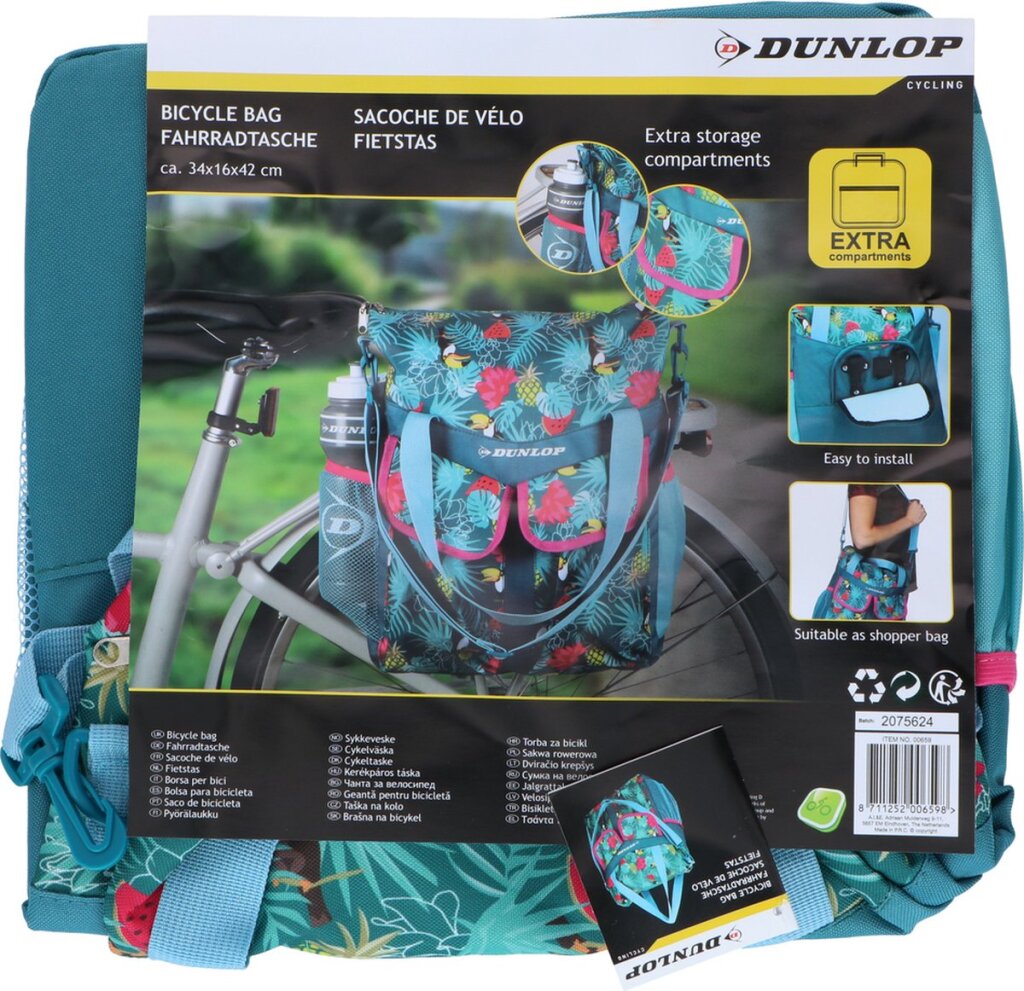 Dunlop 2-in-1 bicycle bag backpack 20 liter capacity tropical print