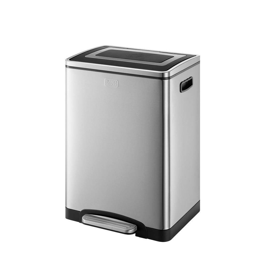 Black Decker Black Decker Pedal Bin 2x20L Silver Black