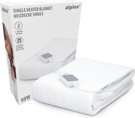 Alpina heated blanket 1 person electric blanket underblanket 3 positions