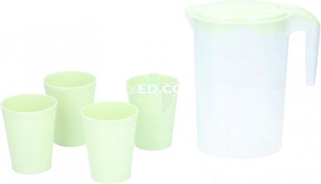 Cuisine elegance jug with cups 22 x 20 cm green 5-piece