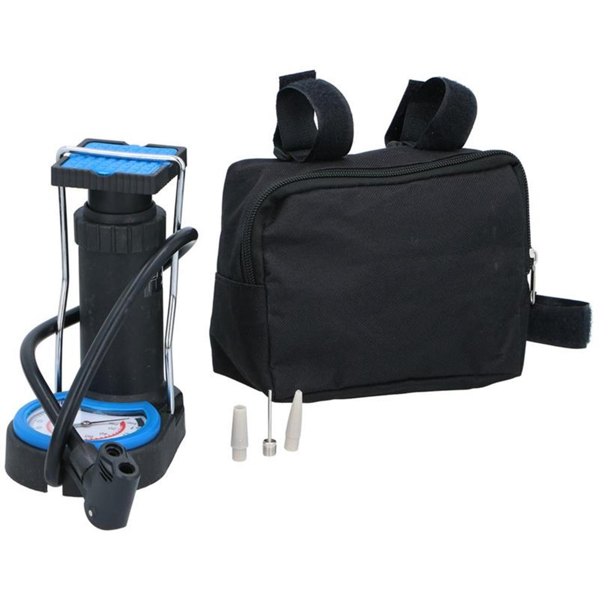 Dunlop mini foot pump air pump tire pump including 3 adapters analogue pressure gauge with storage bag