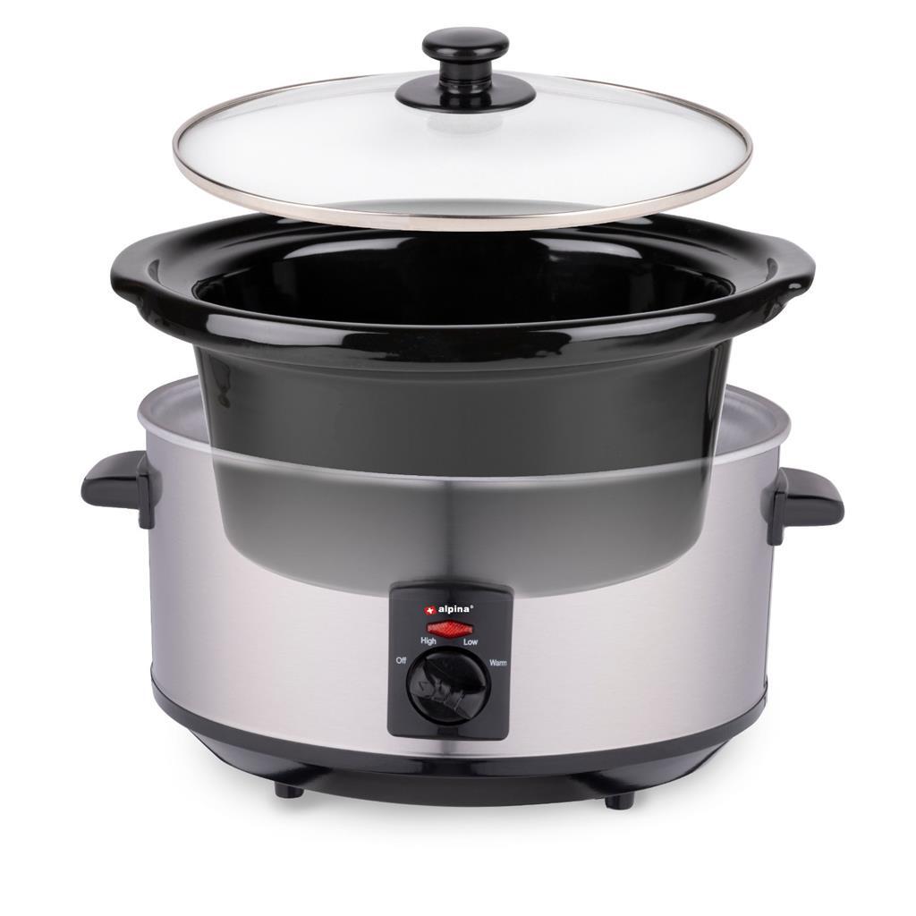 Alpina Slowcooker 3.5L 240W in acciaio inossidabile nero