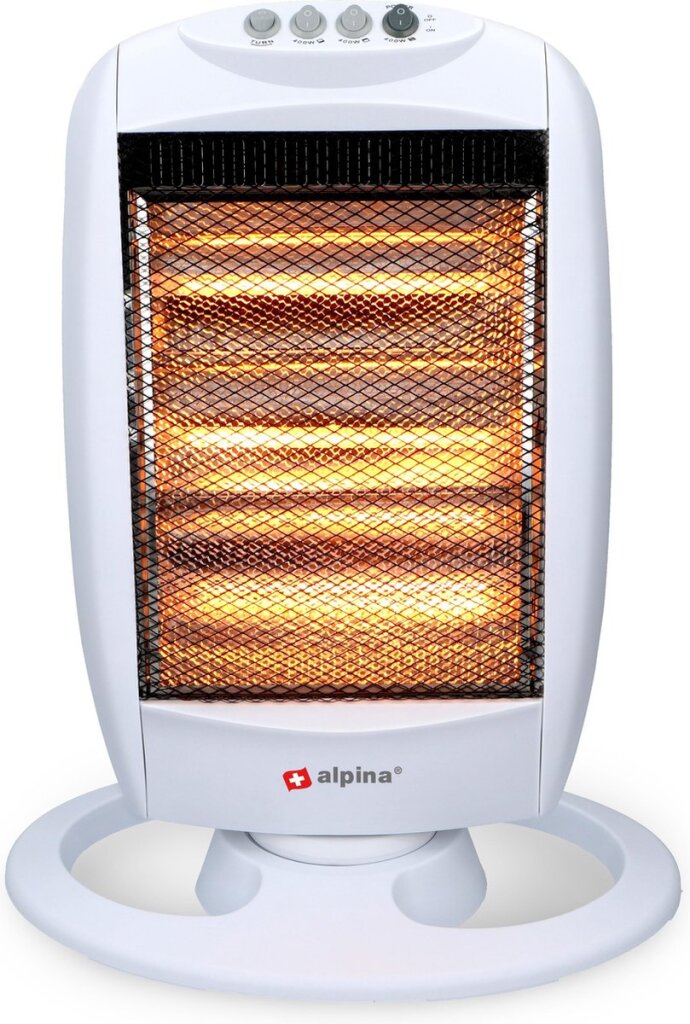 Alpina Električni grelec 1200W Ponovni halogenski grelec s 3 toplotnimi stojali 25x9x38 cm bela