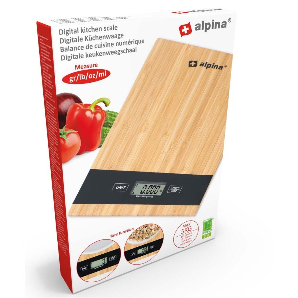 Alpina digital bambus køkkenskala 5 kg