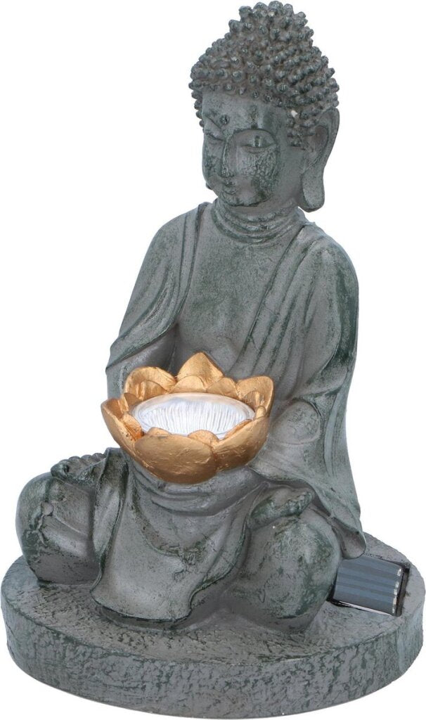 Grundig Grundig Buddha Immagine con Solarbamp LED Out Out Out Fire Durata 6-8 ore 17x16x27 cm