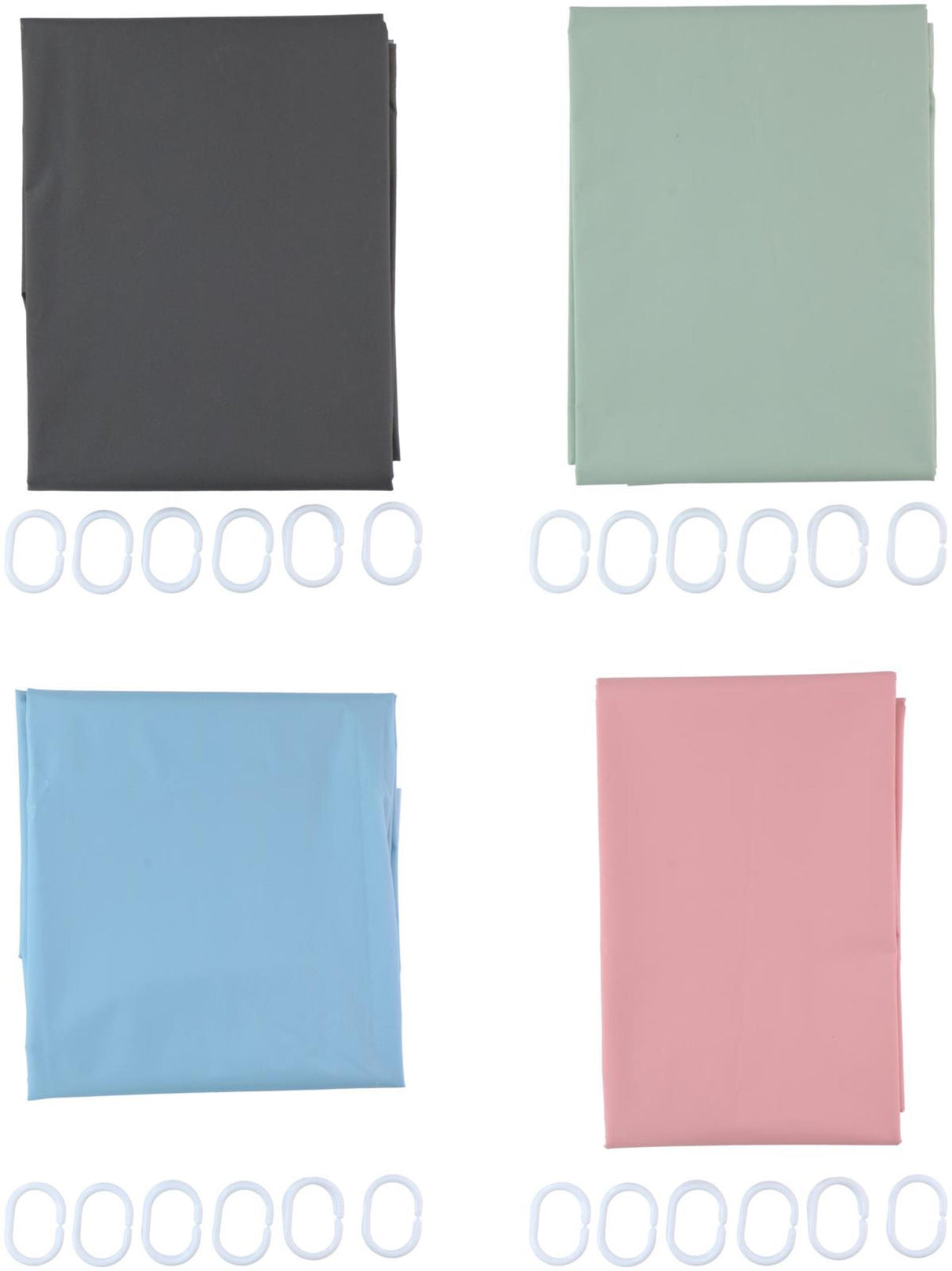 Lifetime clean douchegordijn met 12 ringen 180x180cm