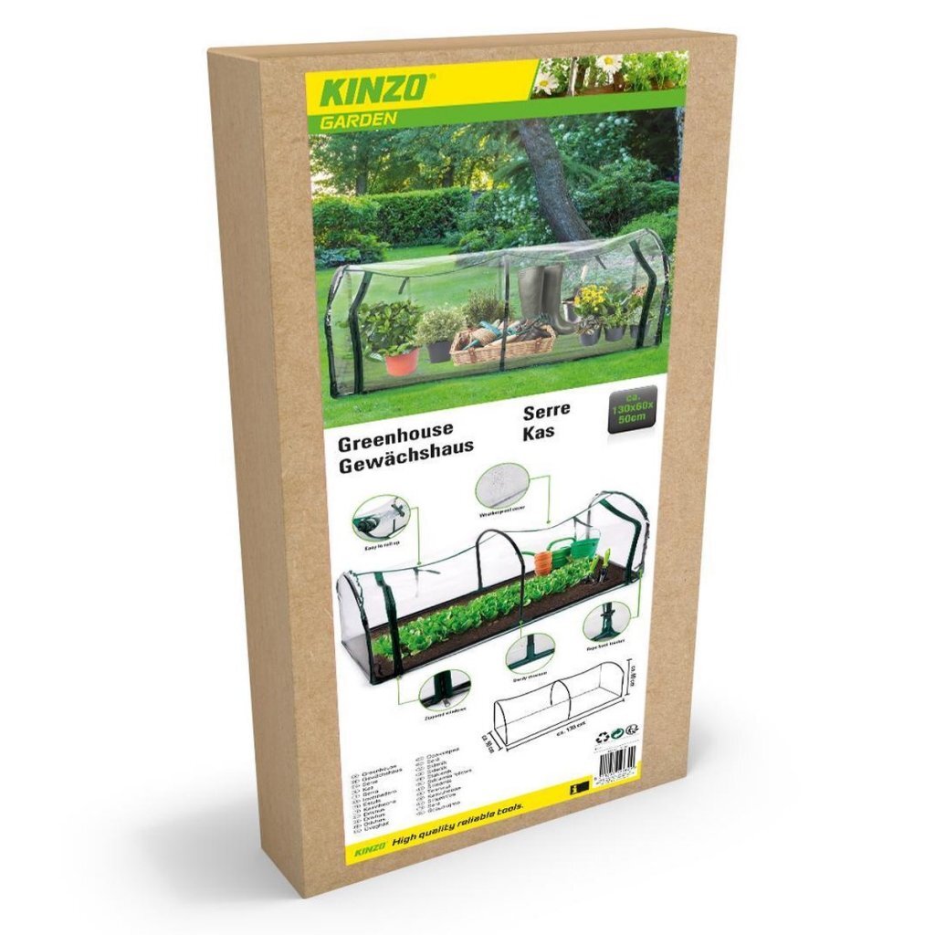 Kinzo tunelski plin z zadrgo 130x60x50 cm prozorna zelena