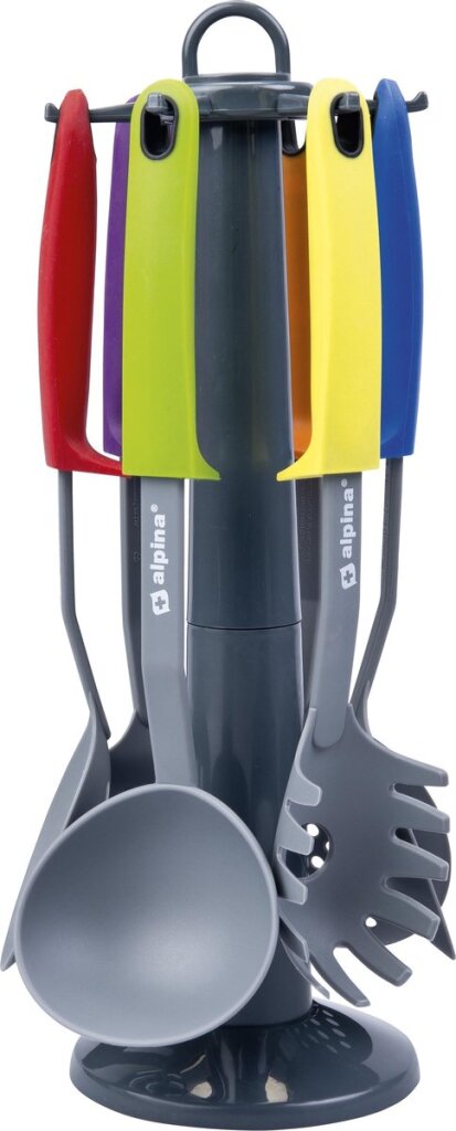 Alpina Kitchen Utensils Set di pentole sul supporto a 7 pezzi