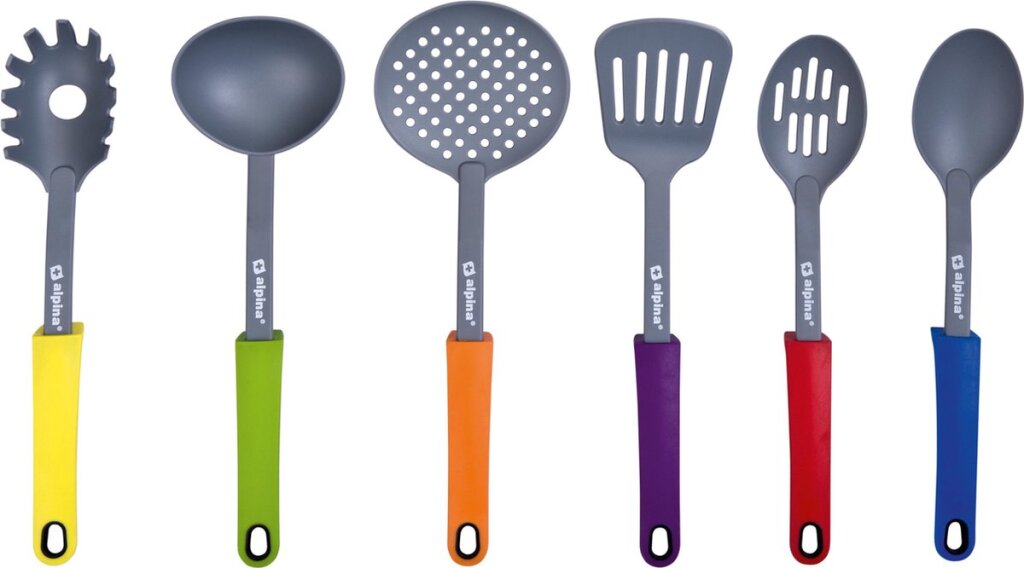 Alpina Kitchen Utensils Set di pentole sul supporto a 7 pezzi