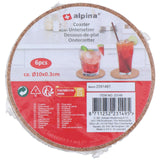 Alpina cork coasters 6 pcs. ø10cm
