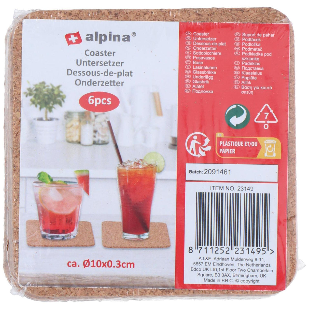 Alpina cork coasters 6 pcs. ø10cm