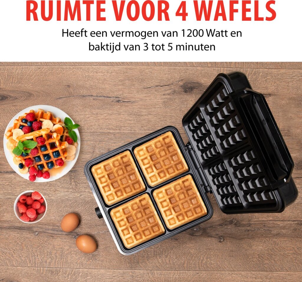 Alpina waffle maker brussels waffles non-stick coating 4 waffles 1200w
