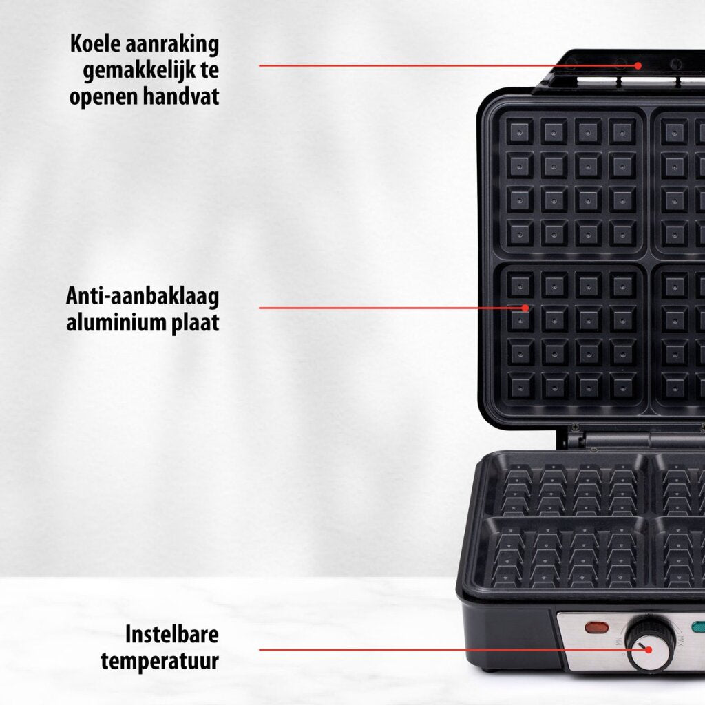 Alpina waffle maker brussels waffles non-stick coating 4 waffles 1200w