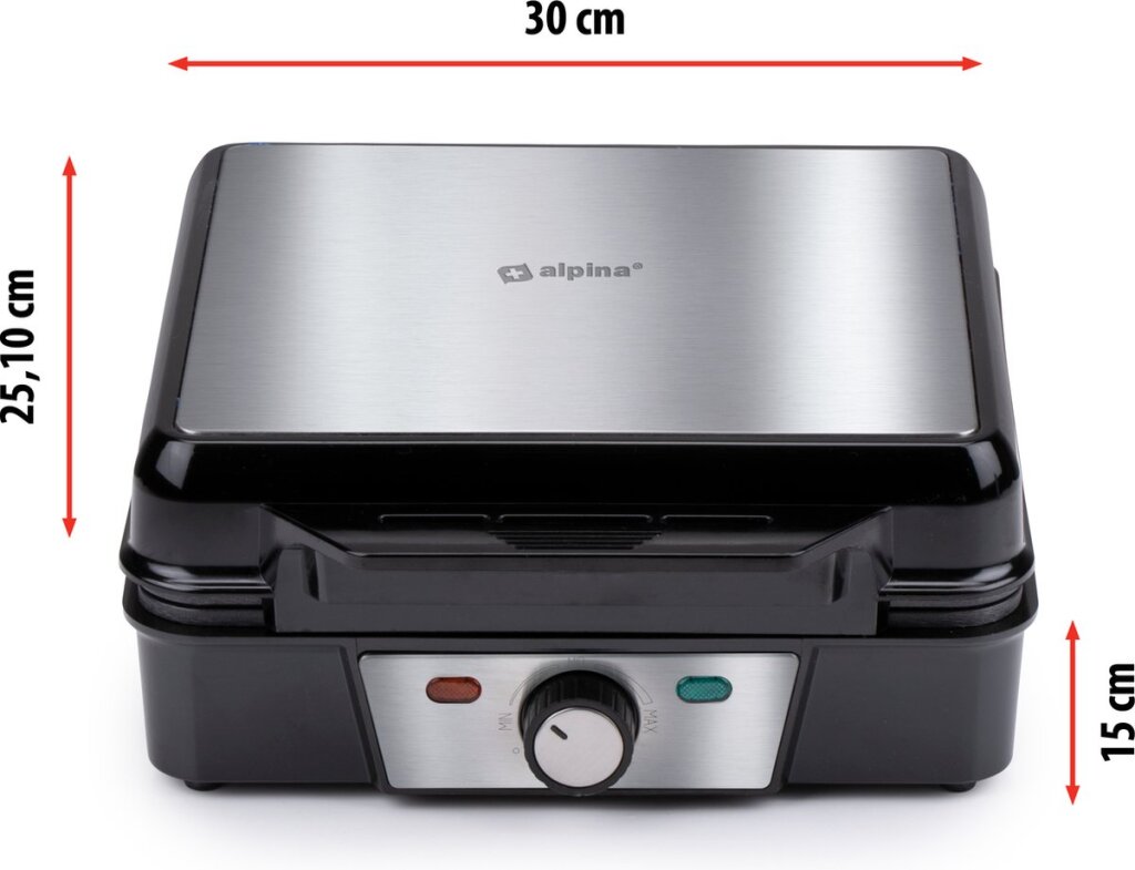 Alpina waffle maker brussels waffles non-stick coating 4 waffles 1200w