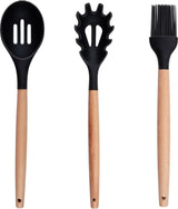 Alpina Kitchenware set with Holder 12 pieces Silicone Gerei With Wooden Handle Black