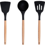 Alpina Kitchenware set with Holder 12 pieces Silicone Gerei With Wooden Handle Black