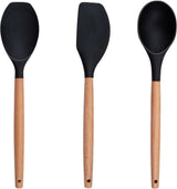 Alpina Kitchenware set with Holder 12 pieces Silicone Gerei With Wooden Handle Black