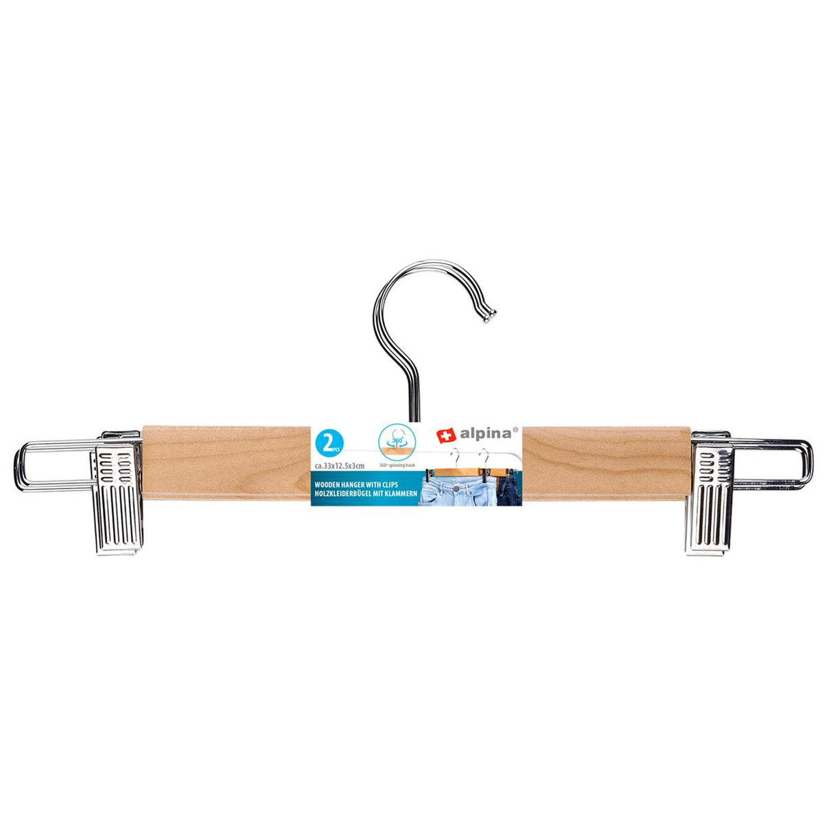Alpina broekhanger hout clips 2pc