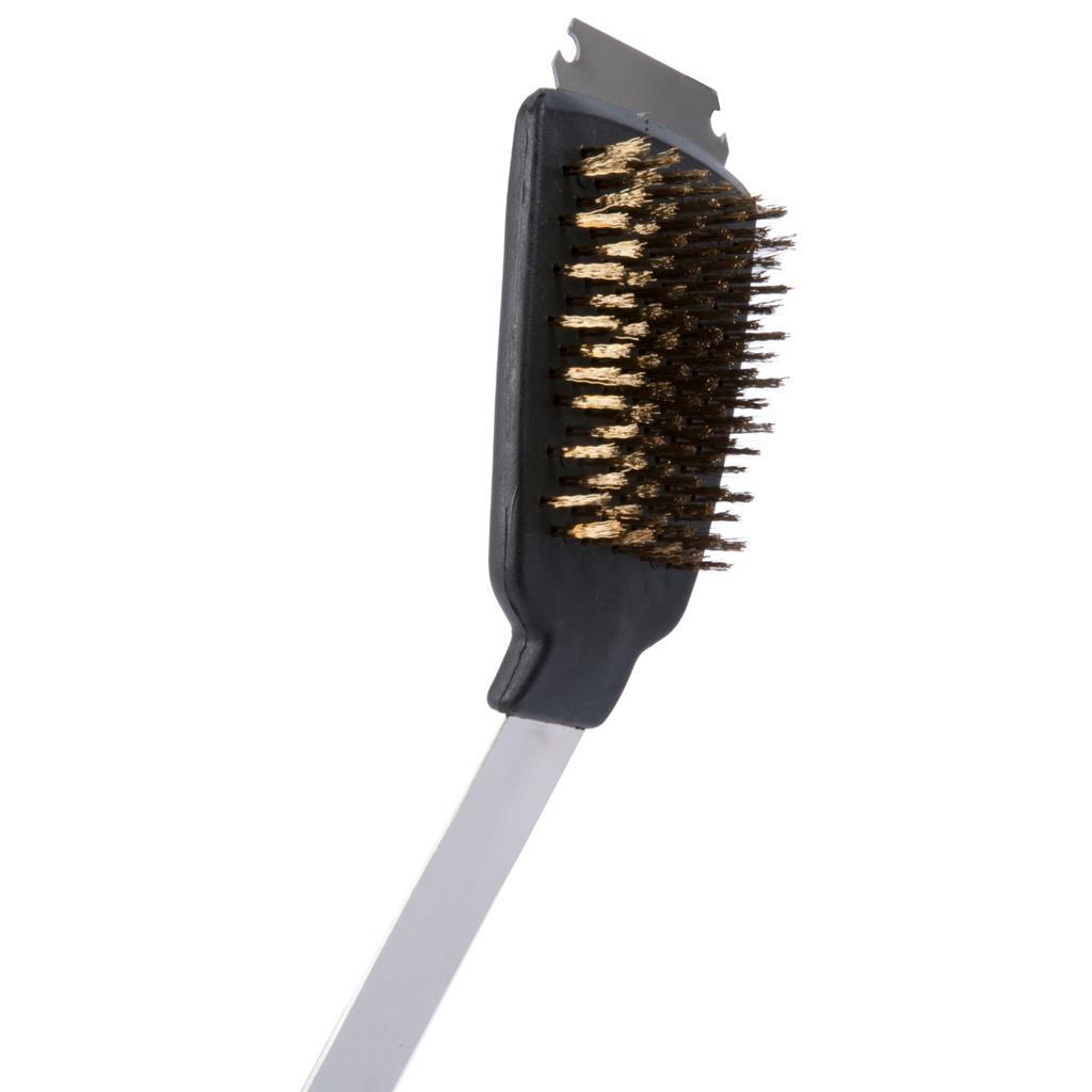 Cepillo recogedor BBQ con rascador acero inoxidable roble