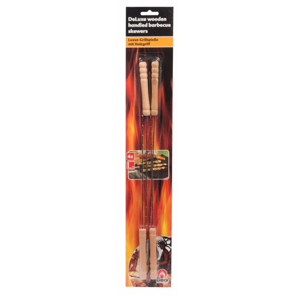 BBQ Collection Barbecue Spieß 38,5 cm 4 Stücke Edelstahlholz