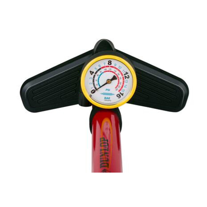 Dunlop Bicycle Pump Red s tlakovým měřítkem