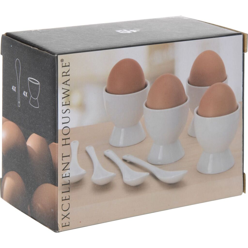 Excellent Houseware Porcelain Egg Cops Set 8-piece White