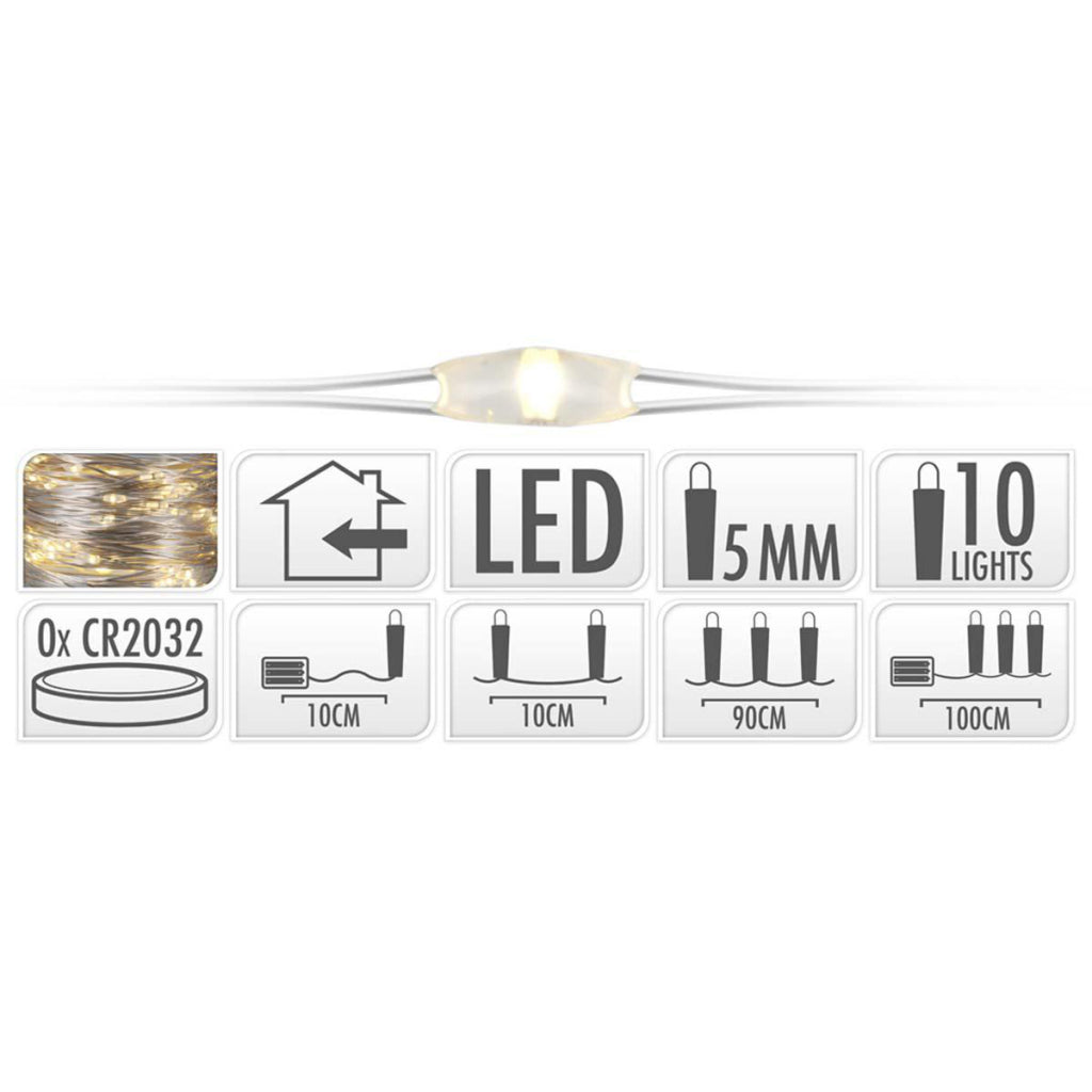 S.I.A. Silverage thread Christmas lights on battery 90 cm 10 LED lights