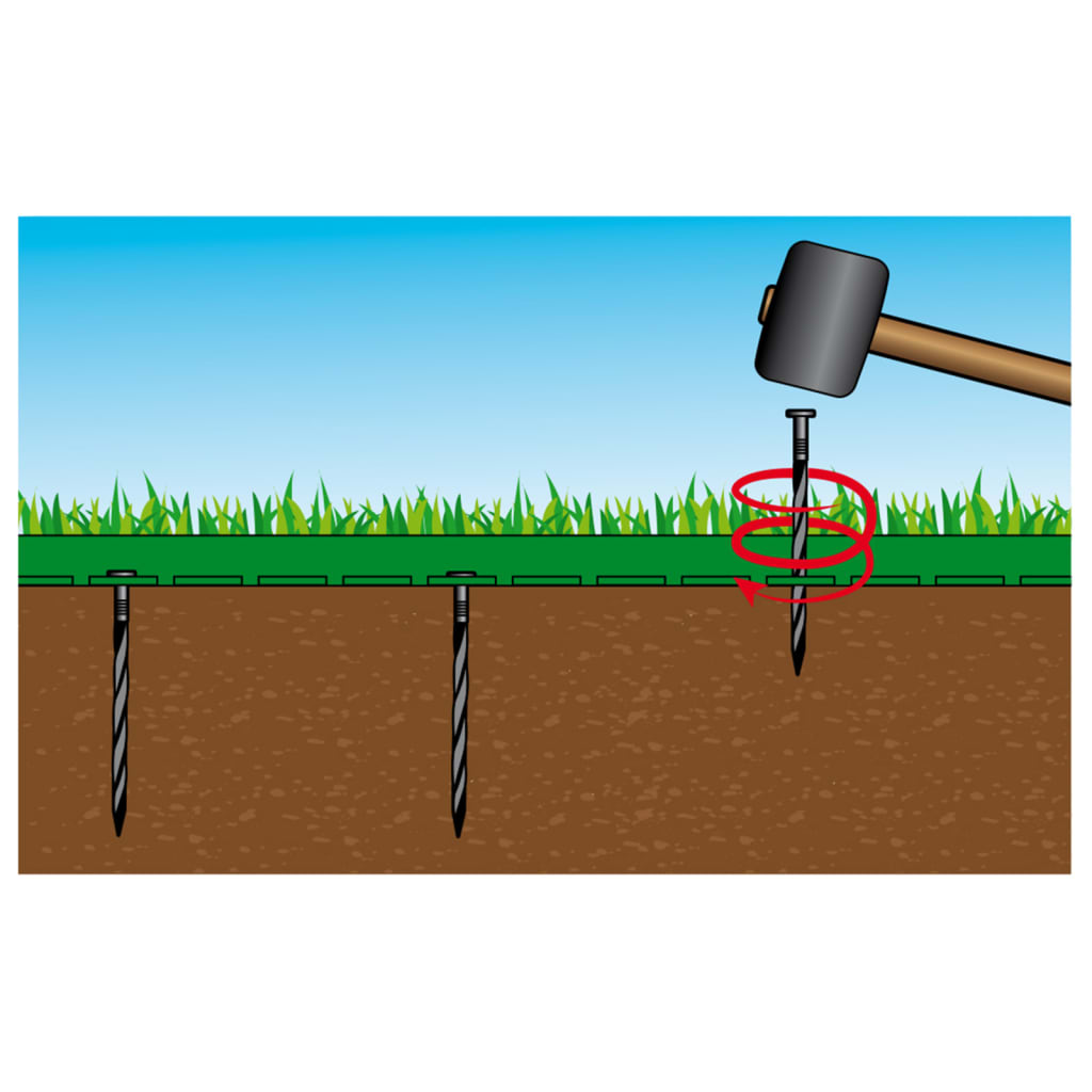 Naturgrænse grænse Sæt H5 cm x 10 m med jordstifter grå