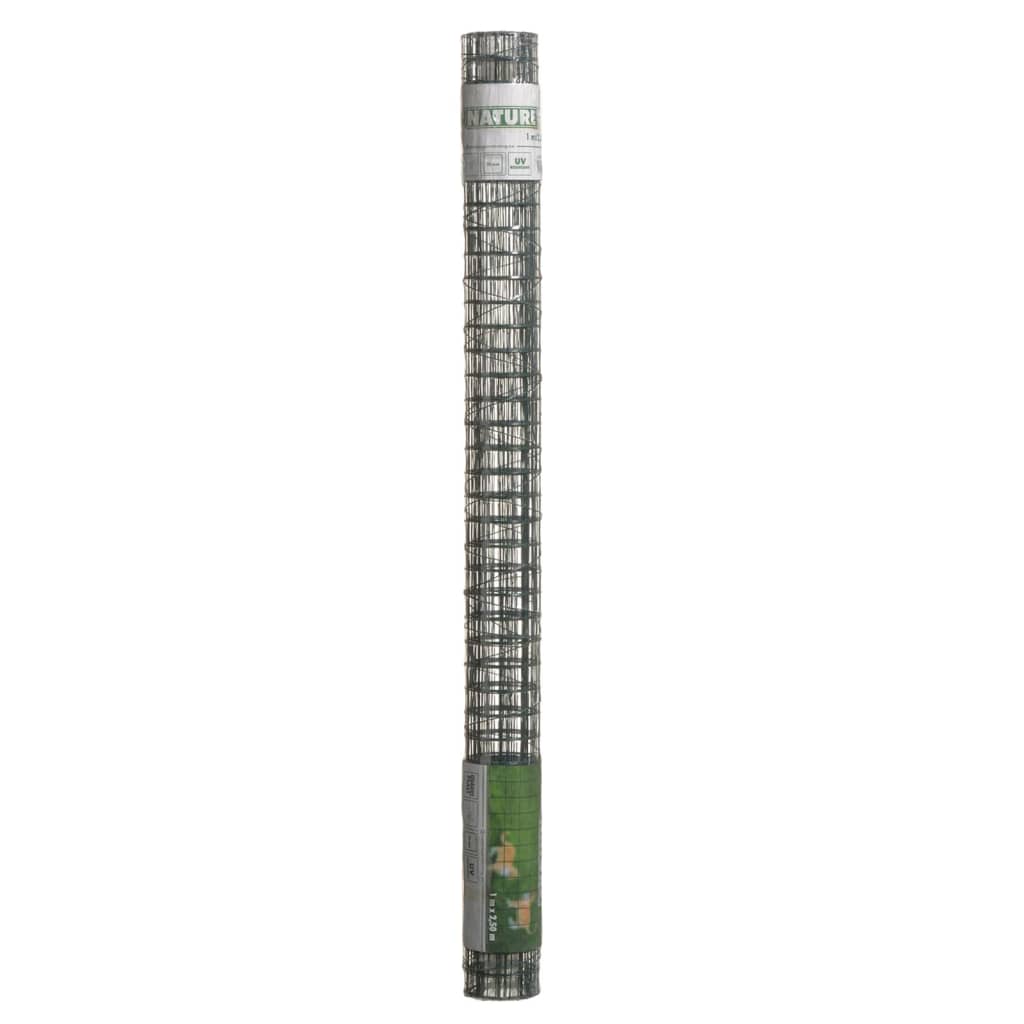 Naturaleza de malla cuadrada 25 mm 1x2.5 m m de acero recubierto de plástico verde