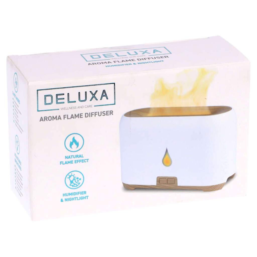 Deluxa witte vlam diffuser luchtbevochtiger wit houtlook