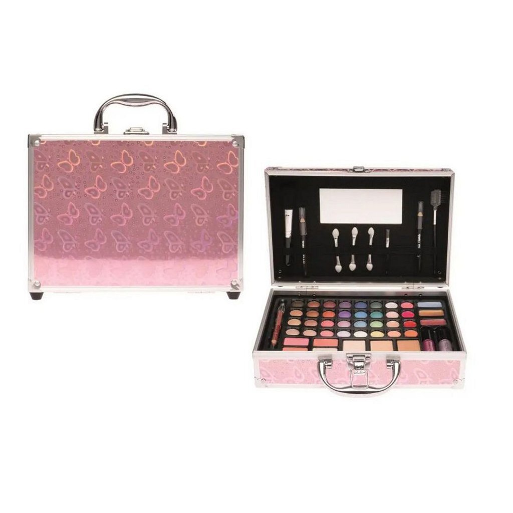Estuche de maquillaje Casuelle rosa con mariposas