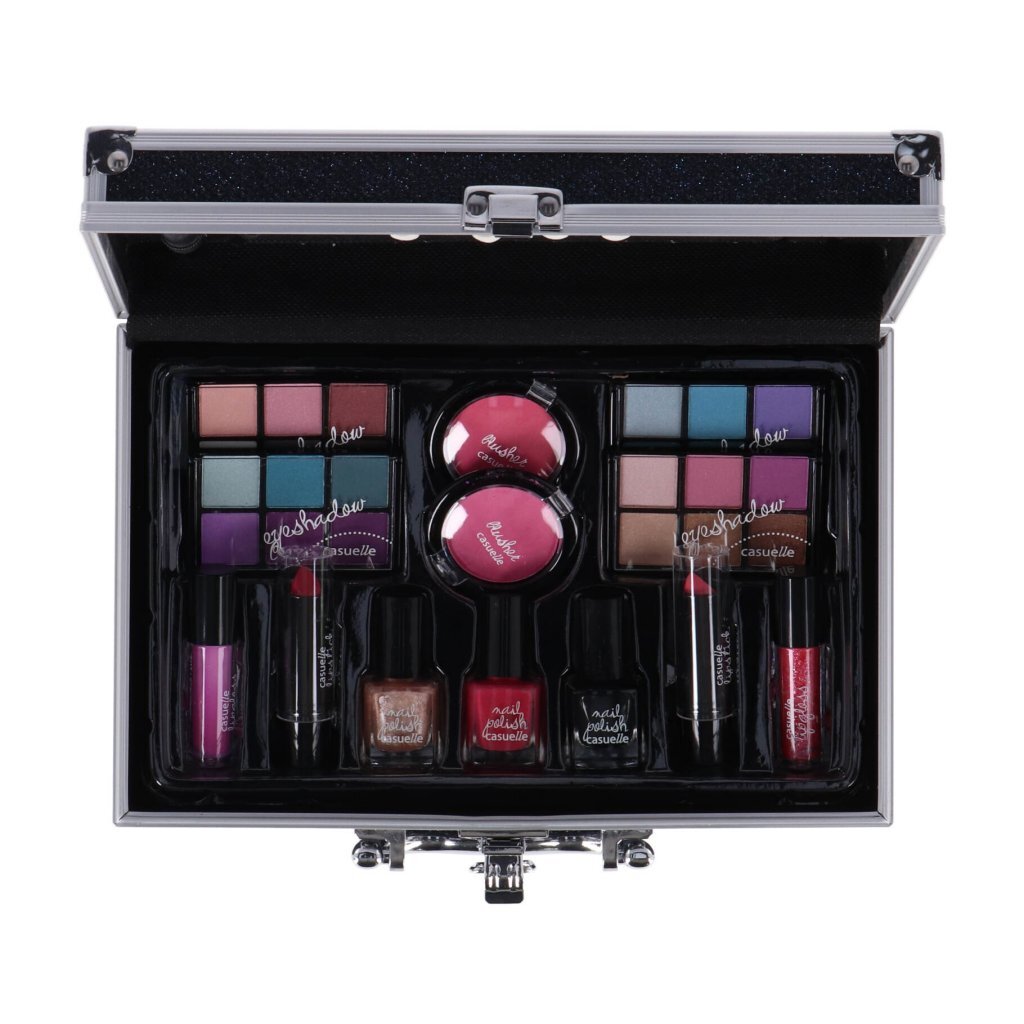 Casuelle aluminum suitcase blue black glitter