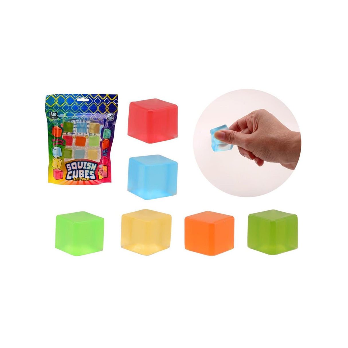 Johntoy anti stress squeeze cubes, 12 pcs.