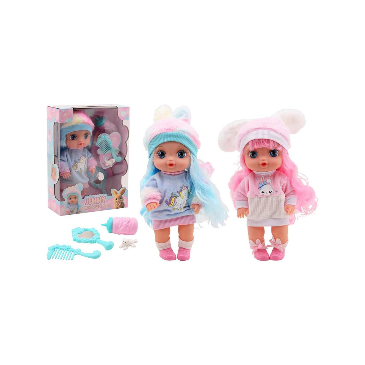 Johntoy drink en plaspop met grote ogen