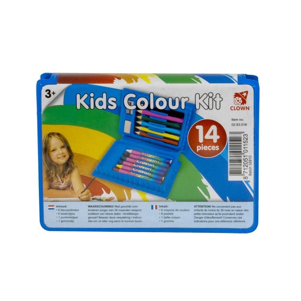 Clown Children's Color Suitcase 14 pezzi