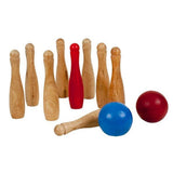 Outdoor play wooden garden bowling set with 9 cones and 2 balls